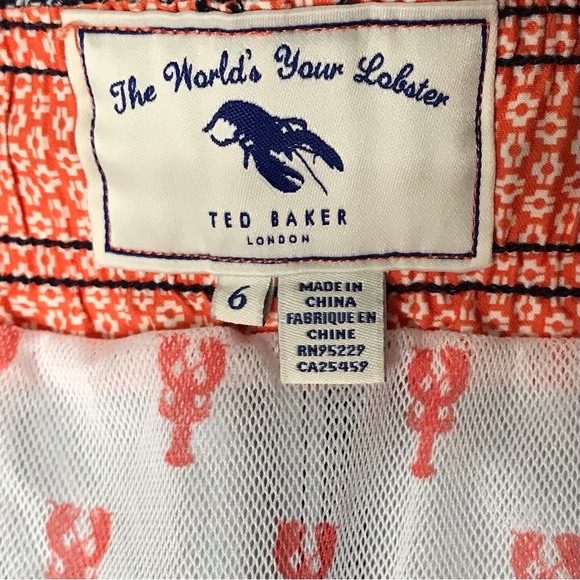 Ted Baker London Swim Trunks Shorts Mesh Lined Navy Blue White Patterns XXL - Picture 6 of 12